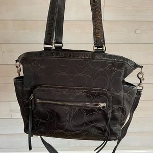 Black Coach diaper bag